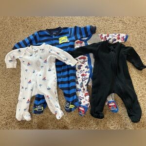 Baby Footed Pajamas Set - Stripes and Prints